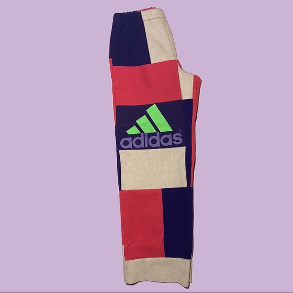 Adidas Comfortable elastic waistband colorful patchwork reworked sweatpants - Picture 3 of 4